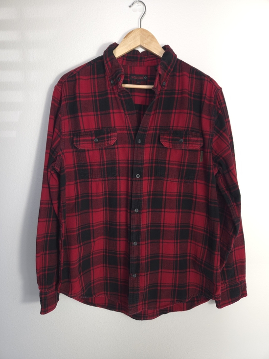 Wolverine Other - Wolverine Men's Heavyweight Cotton Flannel Plaid Button Up Shirt Red Black XL
